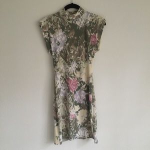Vintage Floral Open Back Bodycon Dress
